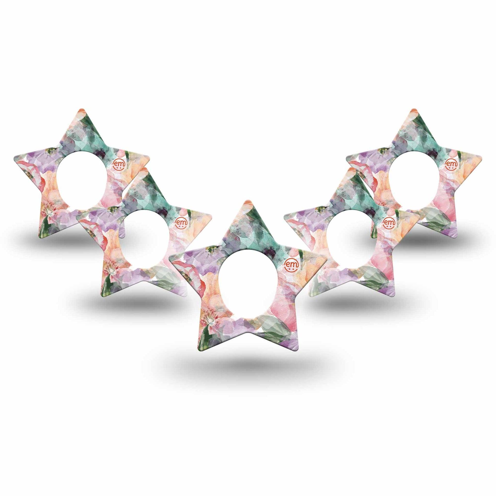 ExpressionMed Flower Clouds Dexcom G7 Star Shape Tape, Dexcom Stelo Glucose Biosensor System, 5-Pack Tape Gauzy-Like Floral Petals, Overlay Patch CGM Design