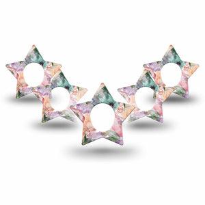 ExpressionMed Flower Clouds Dexcom G7 Star Shape Tape, Dexcom Stelo Glucose Biosensor System, 5-Pack Tape Gauzy-Like Floral Petals, Overlay Patch CGM Design