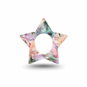 ExpressionMed Adhesive Tape Flower Clouds Adhesive Tape Dexcom G7 and Stelo Star Shape Tape, Dexcom Stelo Glucose Biosensor System, Adhesive Tape Single Tape Adhesive Tape Soft-Colored Textured Florals, Adhesive Tape Overlay Patch Adhesive Tape CGM Design