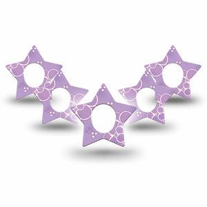 ExpressionMed Purple Flowers Dexcom G7 Star Shape Tape, Dexcom Stelo Glucose Biosensor System,  5-Pack Tape Pastel Purple Florals, Overlay Patch CGM Design