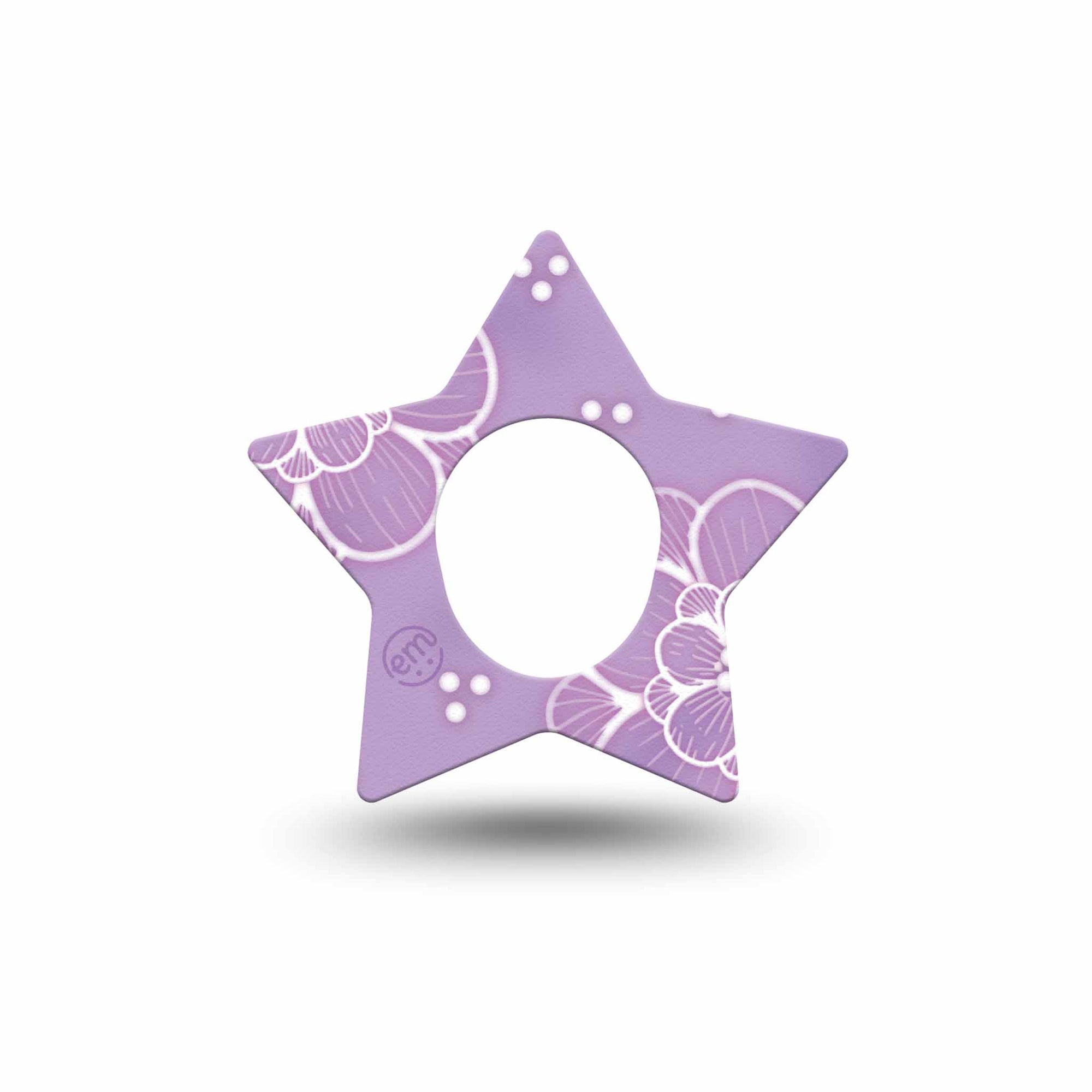 ExpressionMed Purple Flowers Dexcom G7 Star Shape Tape, Dexcom Stelo Glucose Biosensor System,  Single Tape Lavender Purple Blooms, Overlay Patch CGM Design