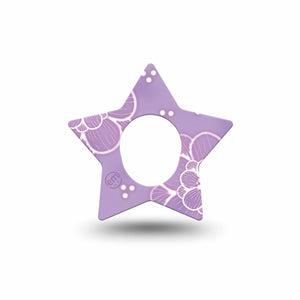 ExpressionMed Purple Flowers Dexcom G7 Star Shape Tape, Dexcom Stelo Glucose Biosensor System,  Single Tape Lavender Purple Blooms, Overlay Patch CGM Design