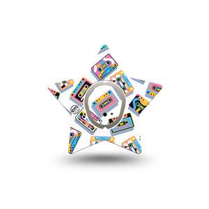ExpressionMed Vintage Music Tapes Dexcom G7 Star Shape Tape, Dexcom Stelo Glucose Biosensor System, Single Tape and Single Sticker Bright Cassette Pattern, Adhesive Tape CGM Design
