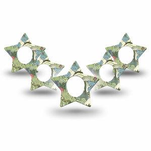 ExpressionMed Cactus Dexcom G7 Star Shape Tape, Dexcom Stelo Glucose Biosensor System, 5-Pack Tape Green Cactus And Iguana Landscape, Overlay Patch CGM Design