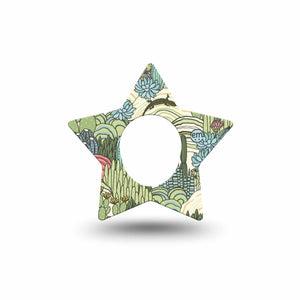 ExpressionMed Cactus Dexcom G7 Star Shape Tape, Dexcom Stelo Glucose Biosensor System, Single Tape Bright Pastel Cactus Garden, Overlay Patch CGM Design