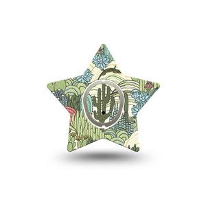 ExpressionMed Cactus Dexcom G7 Star Shape Tape, Dexcom Stelo Glucose Biosensor System, Single Tape and Single Sticker Light Green Cactus Plants, Overlay Patch CGM Design