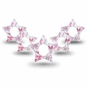 ExpressionMed Bows and Ribbons Dexcom G7 Star Shape Tape, Dexcom Stelo Glucose Biosensor System, 5-Pack Tape Hair Bow Inspired Pink Ribbon, Overlay Patch CGM Design
