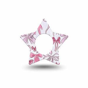 ExpressionMed Bows and Ribbons Dexcom G7 Star Shape Tape, Dexcom Stelo Glucose Biosensor System, Single Tape Lovely Light Pink Ribbon Bow Print, Overlay Patch CGM Design