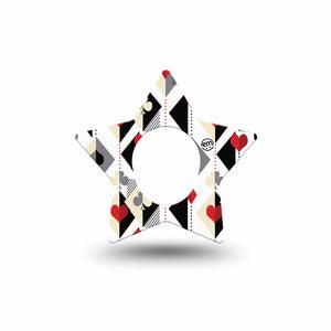 ExpressionMed Playing Cards Dexcom G7 Star Shape Tape, Dexcom Stelo Glucose Biosensor System,  Single Tape Fun Geometric Suites Pattern, Overlay Patch CGM Design