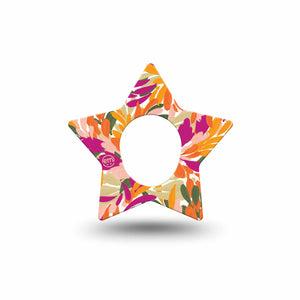 ExpressionMed Retro Brush Stroke Dexcom G7 Star Shape Tape, Dexcom Stelo Glucose Biosensor System,  Single Tape Tropical-Inspired Bright Pattern, Overlay Patch CGM Design