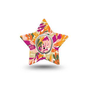 ExpressionMed Retro Brush Stroke Dexcom G7 Star Shape Tape, Dexcom Stelo Glucose Biosensor System,  Single Tape and Single Sticker Plant-Like Brush Painted Print, Overlay Patch CGM Design