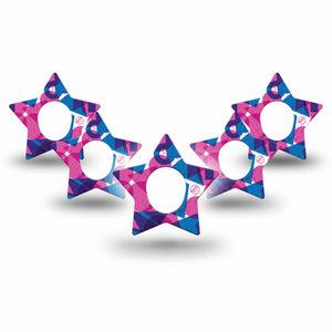 ExpressionMed Violet Vortex Dexcom G7 Star Shape Tape, Dexcom Stelo Glucose Biosensor System,  5-Pack Tape Fun Shape Mix, Overlay Patch CGM Design