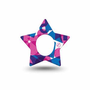 ExpressionMed Violet Vortex Dexcom G7 Star Shape Tape, Dexcom Stelo Glucose Biosensor System,  Single Tape Retro-Inspired Mishmash Of Shapes, Overlay Patch CGM Design