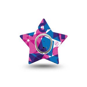 ExpressionMed Violet Vortex Dexcom G7 Star Shape Tape, Dexcom Stelo Glucose Biosensor System,  Single Tape and Single Sticker Circle Square Triangle Print, Overlay Patch CGM Design