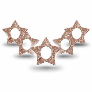 ExpressionMed Mocha Mousse Lace Dexcom G7 Star Shape Tape, Dexcom Stelo Glucose Biosensor System, 5-Pack Tape Mocha White Flowers, Overlay Patch CGM Design