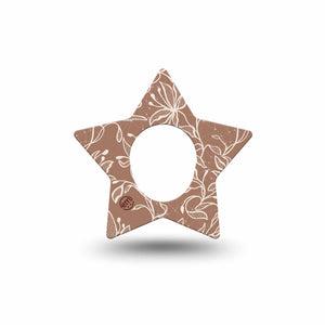ExpressionMed Mocha Mousse Lace Dexcom G7 Star Shape Tape, Dexcom Stelo Glucose Biosensor System, Single Tape Sunflower Mocha Florals, Overlay Patch CGM Design