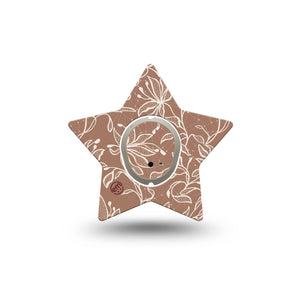 ExpressionMed Mocha Mousse Lace Dexcom G7 Star Shape Tape, Dexcom Stelo Glucose Biosensor System, Single Tape and Single Sticker Sunflower Mocha Florals, Overlay Patch CGM Design