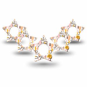 ExpressionMed Squiggles Dexcom G7 Star Shape Tape, Dexcom Stelo Glucose Biosensor System, 5-Pack Tape Fun Pink Yellow Pattern, Overlay Patch CGM Design