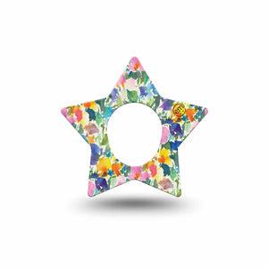 ExpressionMed Summer Fling Dexcom G7 Star Shape Tape, Dexcom Stelo Glucose Biosensor System, Single Tape Painted Garden, Overlay Patch CGM Design