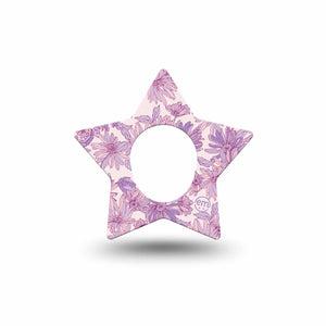 ExpressionMed Purple Daisy Dexcom G7 Star Shape Tape, Dexcom Stelo Glucose Biosensor System, Single Tape Lilac Tranquility Blooms, Overlay Patch CGM Design