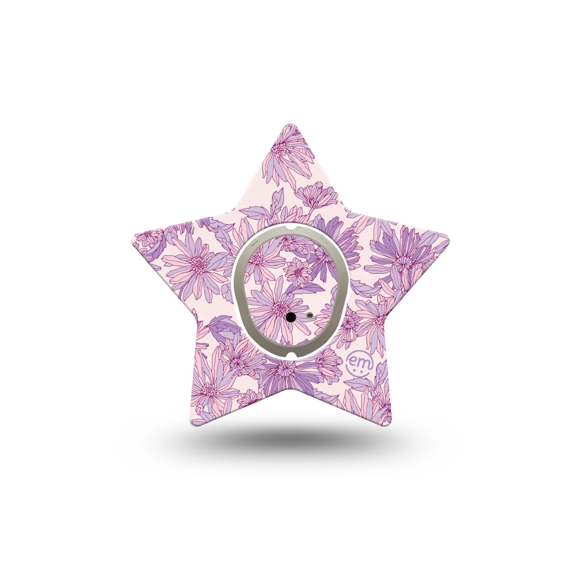 ExpressionMed Purple Daisy Dexcom G7 Star Shape Tape, Dexcom Stelo Glucose Biosensor System, Single Tape and Single Sticker Lilac Tranquility Blooms, Overlay Patch CGM Design