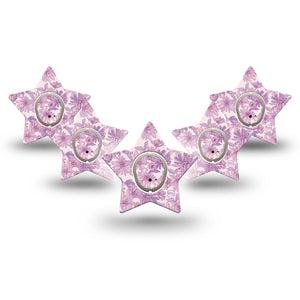 ExpressionMed Purple Daisy Dexcom G7 Star Shape Tape, Dexcom Stelo Glucose Biosensor System, 5-Pack Tape and 5-Pack Sticker Lilac Tranquility Blooms, Overlay Patch CGM Design