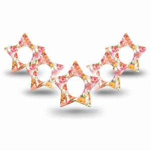 ExpressionMed Peach Dusk Dexcom G7 Star Shape Tape, Dexcom Stelo Glucose Biosensor System, 5-Pack Tape Delicate Peach Tones, Overlay Patch CGM Design