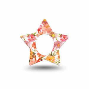 ExpressionMed Peach Dusk Dexcom G7 Star Shape Tape, Dexcom Stelo Glucose Biosensor System, Single Tape Sunflower Mocha Florals, Overlay Patch CGM Design