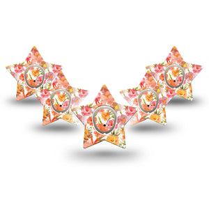 ExpressionMed Peach Dusk Dexcom G7 Star Shape Tape, Dexcom Stelo Glucose Biosensor System, 5-Pack Tape and 5-Pack Sticker Delicate Peach Tones, Overlay Patch CGM Design