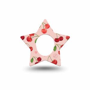 ExpressionMed Cherries Dexcom G7 Star Shape Tape, Dexcom Stelo Glucose Biosensor System, Single Tape Cute Cherries, Overlay Patch CGM Design
