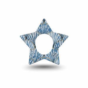 ExpressionMed Seashells Dexcom G7 Star Shape Tape, Dexcom Stelo Glucose Biosensor System, Single Tape Blue Marine Shells, Overlay Patch CGM Design