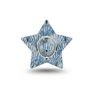 ExpressionMed Seashells Dexcom G7 Star Shape Tape, Dexcom Stelo Glucose Biosensor System, Single Tape and Single Sticker Blue Marine Shells, Overlay Patch CGM Design