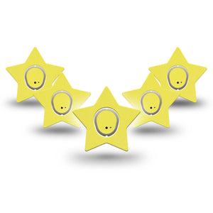ExpressionMed Butter Yellow Dexcom G7 Star Shape Tape, Dexcom Stelo Glucose Biosensor System, 5-Pack Tape and 5-Pack Sticker Calming Yellow Tone, Overlay Patch CGM Design