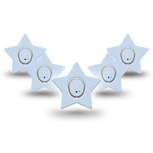 ExpressionMed Light Wash Jeans Dexcom G7 Star Shape Tape, Dexcom Stelo Glucose Biosensor System, 5-Pack Tape and 5-Pack Sticker Light Wash Blue, Overlay Patch CGM Design