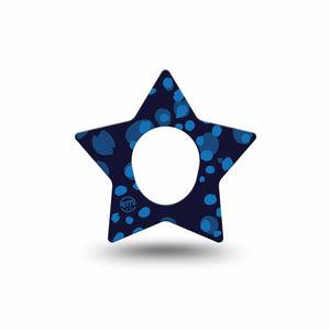 ExpressionMed Blue Drops Dexcom G7 Star Shape Tape, Dexcom Stelo Glucose Biosensor System, Single Tape Deep Blue Light Blue Mix, Overlay Patch CGM Design