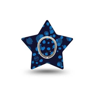 ExpressionMed Blue Drops Dexcom G7 Star Shape Tape, Dexcom Stelo Glucose Biosensor System, Single Tape and Single Sticker Deep Blue Light Blue Mix, Overlay Patch CGM Design