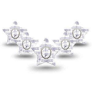 ExpressionMed Airplane Dexcom G7 Star Shape Tape, Dexcom Stelo Glucose Biosensor System,  5-Pack Tape and 5-Pack Sticker Aircraft Drawings, Overlay Patch CGM Design