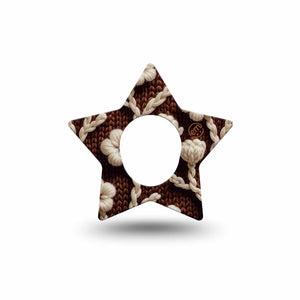 ExpressionMed Cozy Sweater Dexcom G7 Star Shape Tape, Dexcom Stelo Glucose Biosensor System, Single Tape Yarn Textile Inspired, Overlay Patch CGM Design