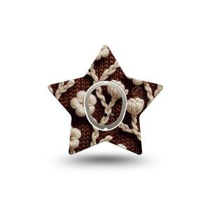 ExpressionMed Cozy Sweater Dexcom G7 Star Shape Tape, Dexcom Stelo Glucose Biosensor System, Single Tape and Single Sticker Yarn Textile Inspired, Overlay Patch CGM Design