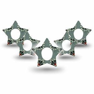 ExpressionMed Green Embroidery Dexcom G7 Star Shape Tape, Dexcom Stelo Glucose Biosensor System, 5-Pack Tape Green Tone Florals, Overlay Patch CGM Design