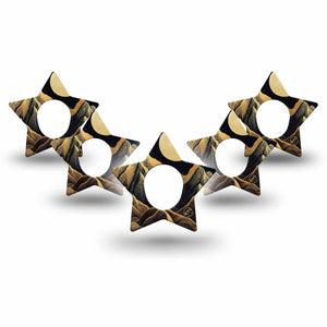 ExpressionMed Black Mountain Dexcom G7 Star Shape Tape, Dexcom Stelo Glucose Biosensor System, 5-Pack Tape Line Art Nature Scene, Overlay Patch CGM Design