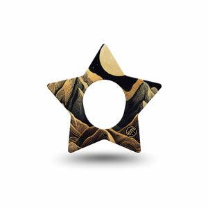 ExpressionMed Black Mountain Dexcom G7 Star Shape Tape, Dexcom Stelo Glucose Biosensor System, Single Tape Line Drawn Mountaintops, Overlay Patch CGM Design