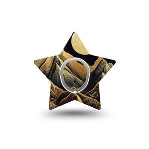 ExpressionMed Black Mountain Dexcom G7 Star Shape Tape, Dexcom Stelo Glucose Biosensor System, Single Tape and Single Sticker Line Drawn Mountaintops, Overlay Patch CGM Design