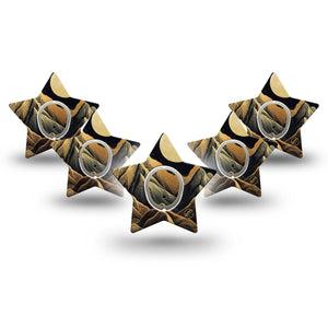 ExpressionMed Black Mountain Dexcom G7 Star Shape Tape, Dexcom Stelo Glucose Biosensor System, 5-Pack Tape and 5-Pack Sticker Line Art Nature Scene, Overlay Patch CGM Design