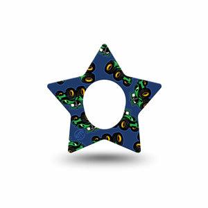 ExpressionMed Tractors Dexcom G7 Star Shape Tape, Dexcom Stelo Glucose Biosensor System, Single Tape Cute Farm Vehicle, Overlay Patch CGM Design