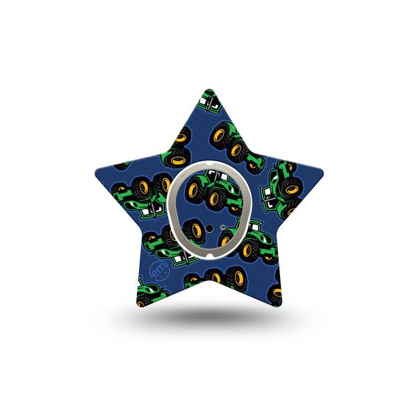 ExpressionMed Tractors Dexcom G7 Star Shape Tape, Dexcom Stelo Glucose Biosensor System, Single Tape and Single Sticker Cute Farm Vehicle, Overlay Patch CGM Design