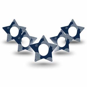 ExpressionMed Blue Swirls Dexcom G7 Star Shape Tape, Dexcom Stelo Glucose Biosensor System, Single Tape Navy Spirals, Overlay Patch CGM Design