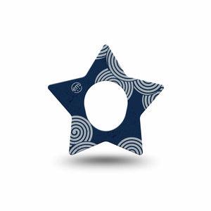 ExpressionMed Blue Swirls Dexcom G7 Star Shape Tape, Dexcom Stelo Glucose Biosensor System, Single Tape Navy Spirals, Overlay Patch CGM Design