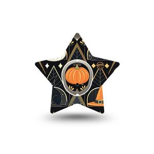 ExpressionMed Art Deco Halloween Dexcom G7 Star Shape Tape, Dexcom Stelo Glucose Biosensor System, Single Tape and Single Sticker Geometric Halloween Style, Overlay Patch CGM Design