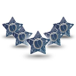 ExpressionMed Blue Dreamcatcher Dexcom G7 Star Shape Tape, Dexcom Stelo Glucose Biosensor System, 5-Pack Tape and 5-Pack Sticker Artistic Charm Plaster CGM Design